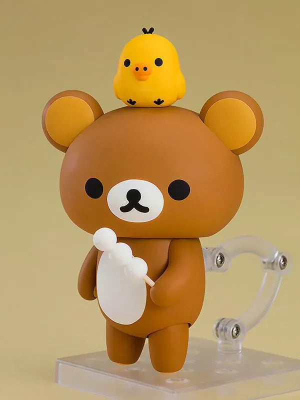 Rilakkuma Nendoroid Rilakkuma Figure Rerelease with classic brown bear design, white belly, and Kiiroitori companion