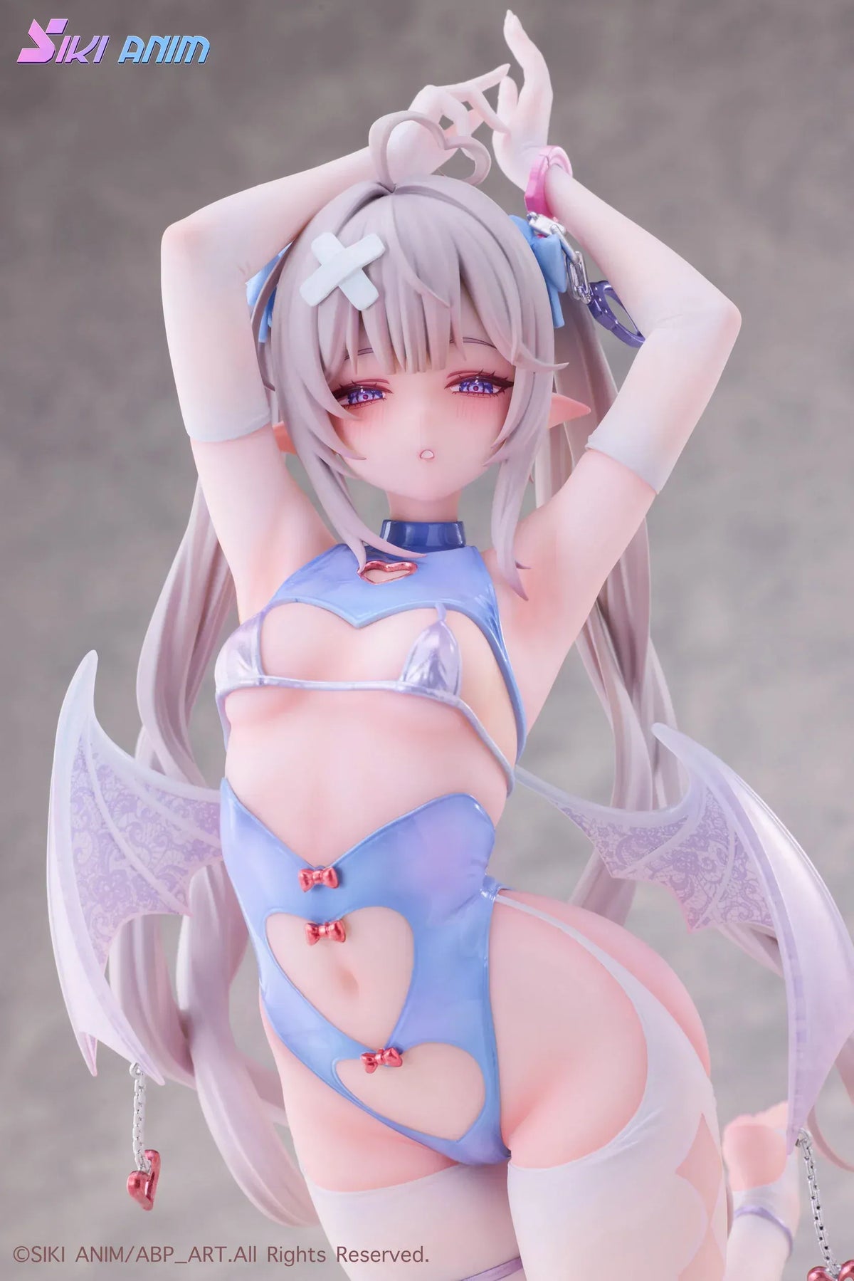 AbP_Art Illustration Sayume 1/6 scale figure with pastel blue outfit, small wings, long silver hair, and heart-shaped display base