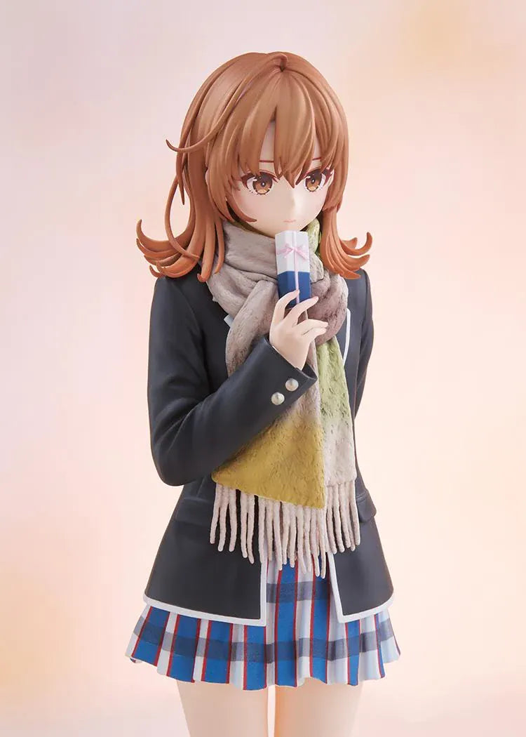 Iroha Isshiki Light Novel Ver. 1/6 scale figure wearing a school uniform and pastel scarf, holding a wrapped gift on a round base.