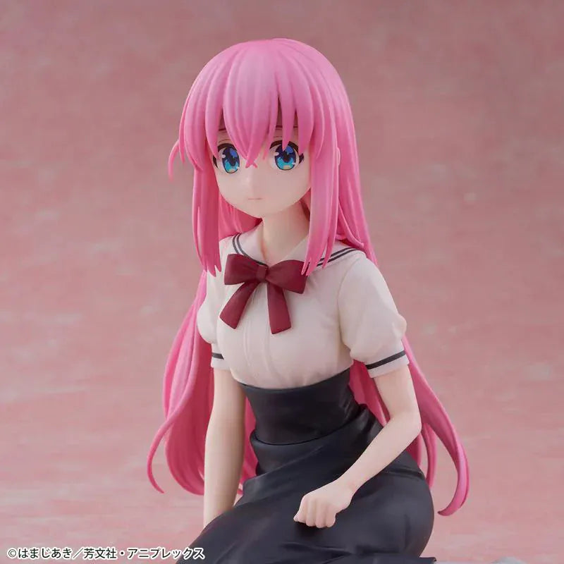 Bocchi the Rock Hitori Gotoh Casual Wear Ver 1/6 scale figure kneeling in café outfit with long pink hair
