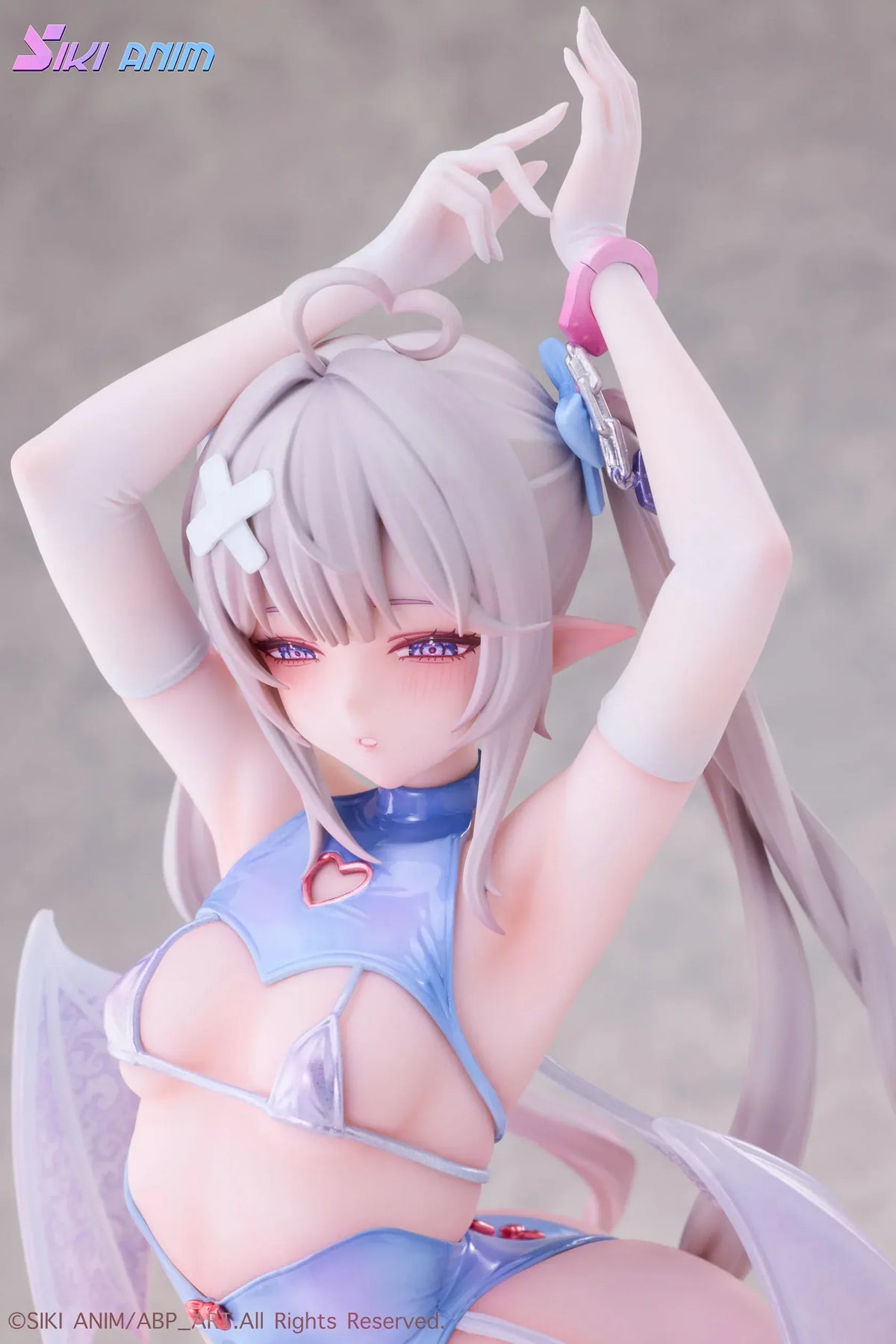 AbP_Art Illustration Sayume 1/6 scale figure with pastel blue outfit, small wings, long silver hair, and heart-shaped display base