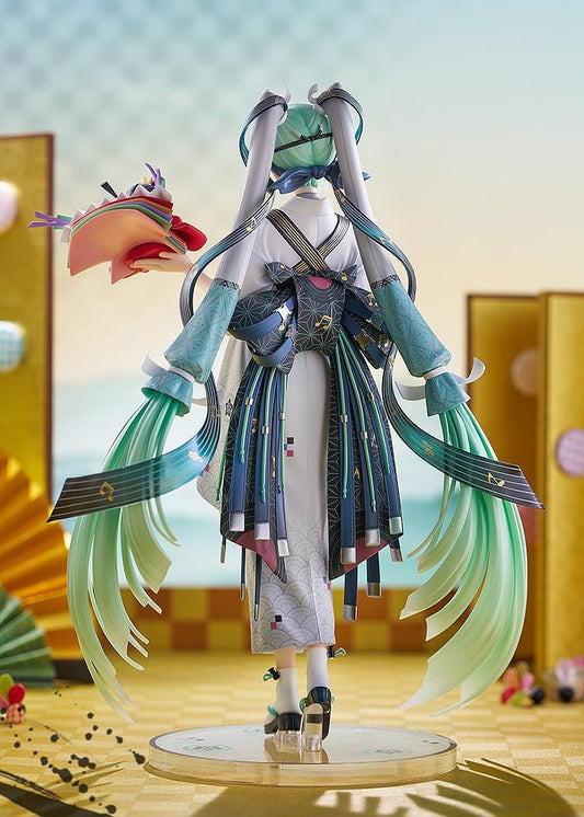 Hatsune Miku Smile x Future Ver. 1/7 scale figure wearing a kimono-inspired outfit with mint twin tails and decorative fan accessory