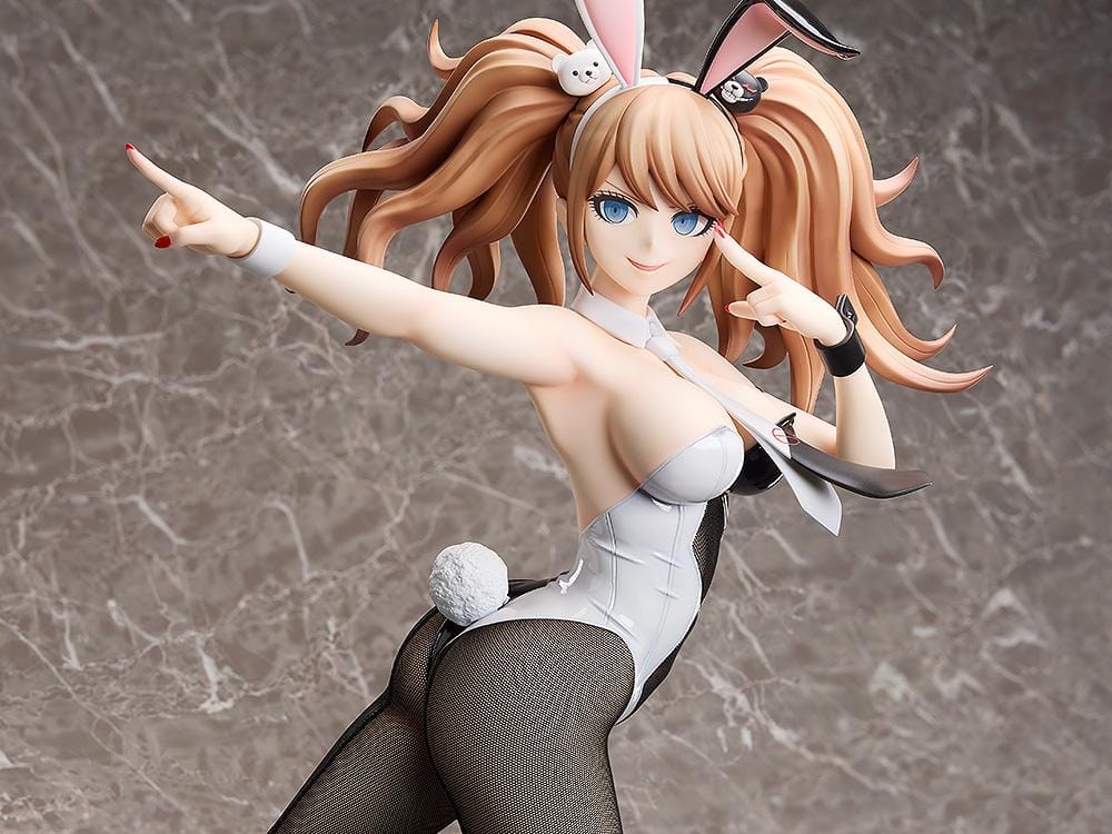 Danganronpa Trigger Happy Havoc B-Style Junko Enoshima Bunny Ver. 1/3 Scale Figure featuring Junko in a white bunny outfit with twin tails, bunny ears, fishnet-style tights, and black boots.
