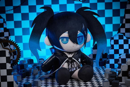 Black Rock Shooter Punipuni Big Plushie featuring a soft chibi-style seated plush design with black twin tails, blue eyes, and dark character-inspired outfit details.