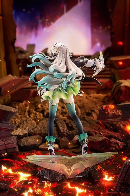 Honkai: Star Rail Firefly 1/7 scale figure in dynamic pose with green gradient outfit and translucent wing-like base