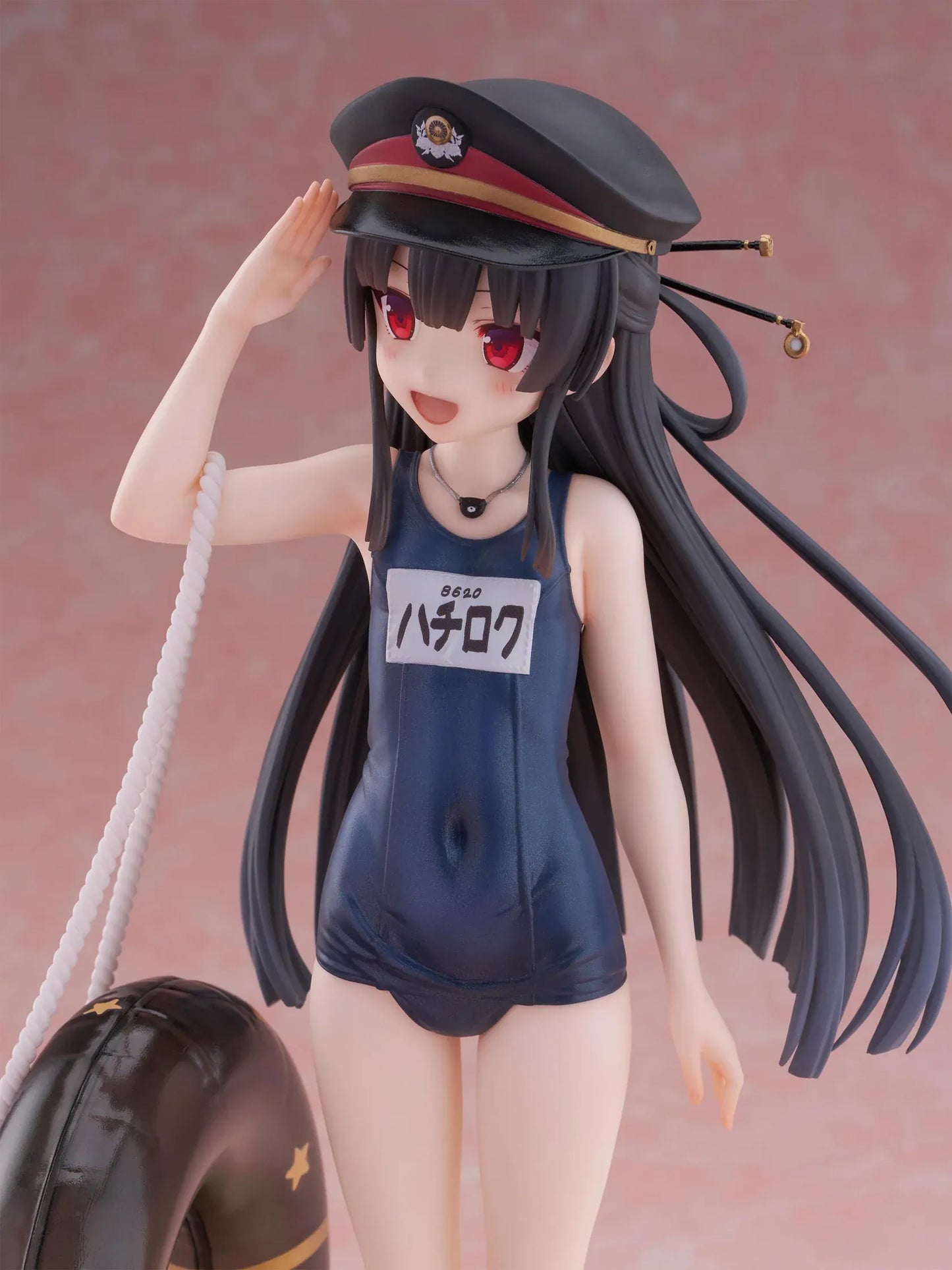 Maitetsu Last Run Hachiroku School Swimsuit Ver. 1/6 Scale Figure with conductor cap, salute pose, inner tube accessory, and display base