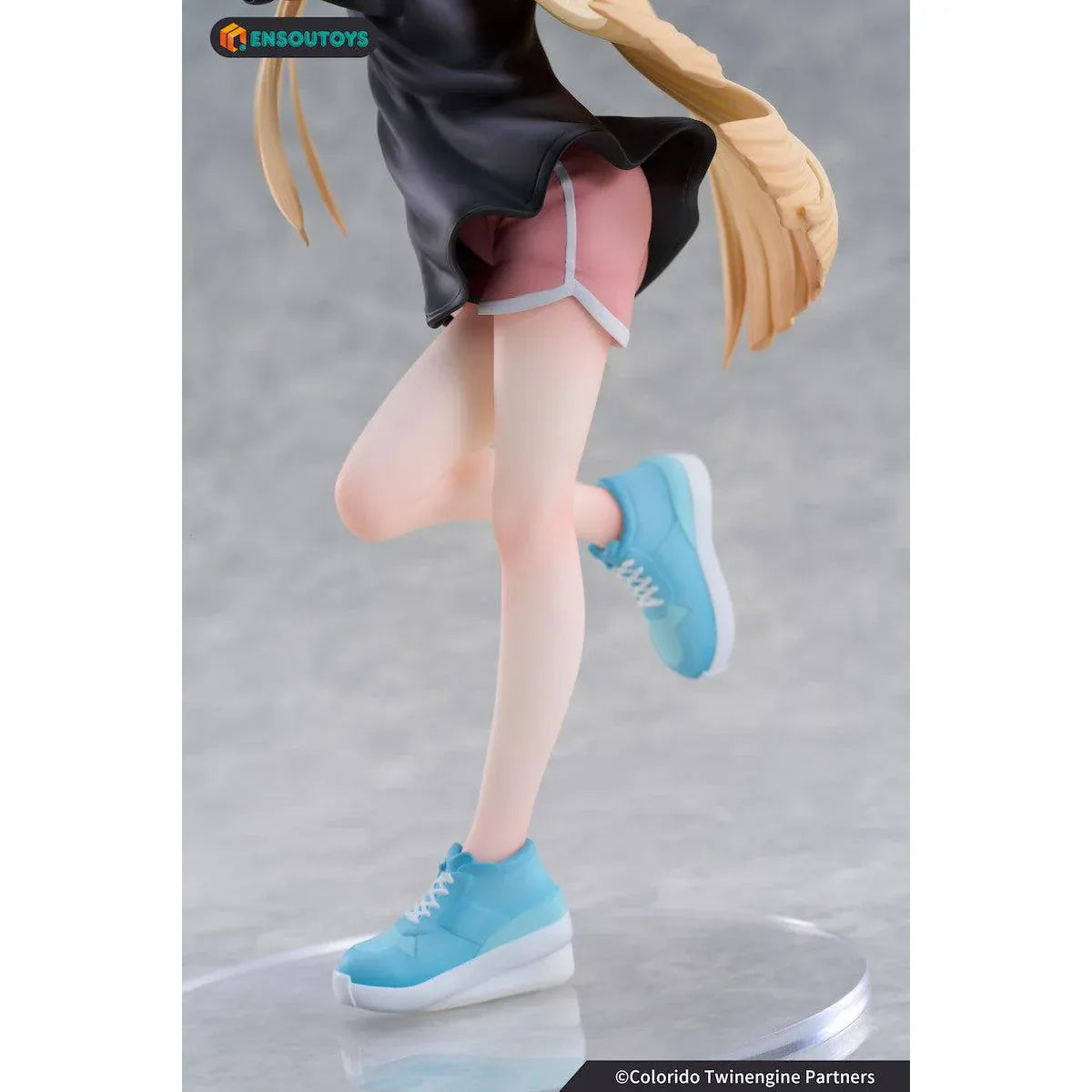 Kaguya In the Real World Ver. 1/7 scale figure with flowing blonde hair, a black outfit, blue sneakers, and a winking peace-sign pose.