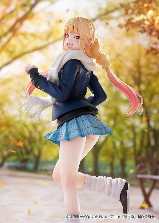 My Dress-Up Darling Marin Kitagawa Winter Uniform Ver 1/7 scale figure wearing blazer, scarf, and plaid skirt in dynamic pose.