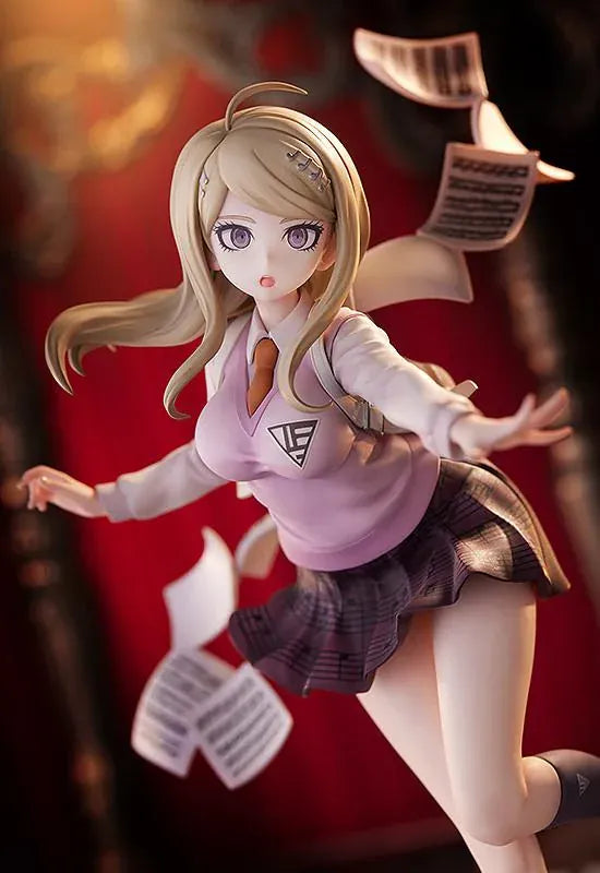 Danganronpa V3 Kaede Akamatsu 1/7 scale figure posed with floating sheet music and Monokuma on an ornate piano-key base.