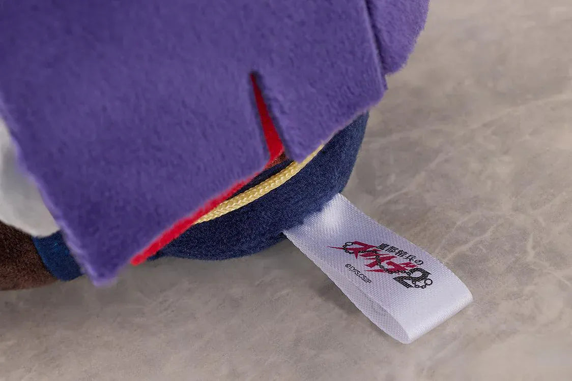 Chained Soldier Punipuni Ren Yamashiro Plushie featuring Ren in a soft chibi-style seated plush design with purple hair, pink eyes, red ribbon, and red-and-black uniform details.