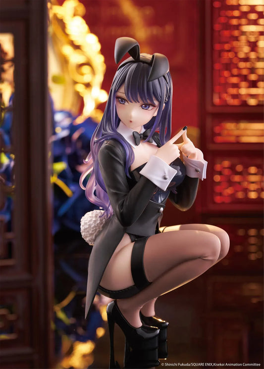 My Dress-Up Darling Desktop Cute Figure Marin Kitagawa Arisa Izayoi Ver. with purple hair, black bunny-style outfit, headband, and crouching pose