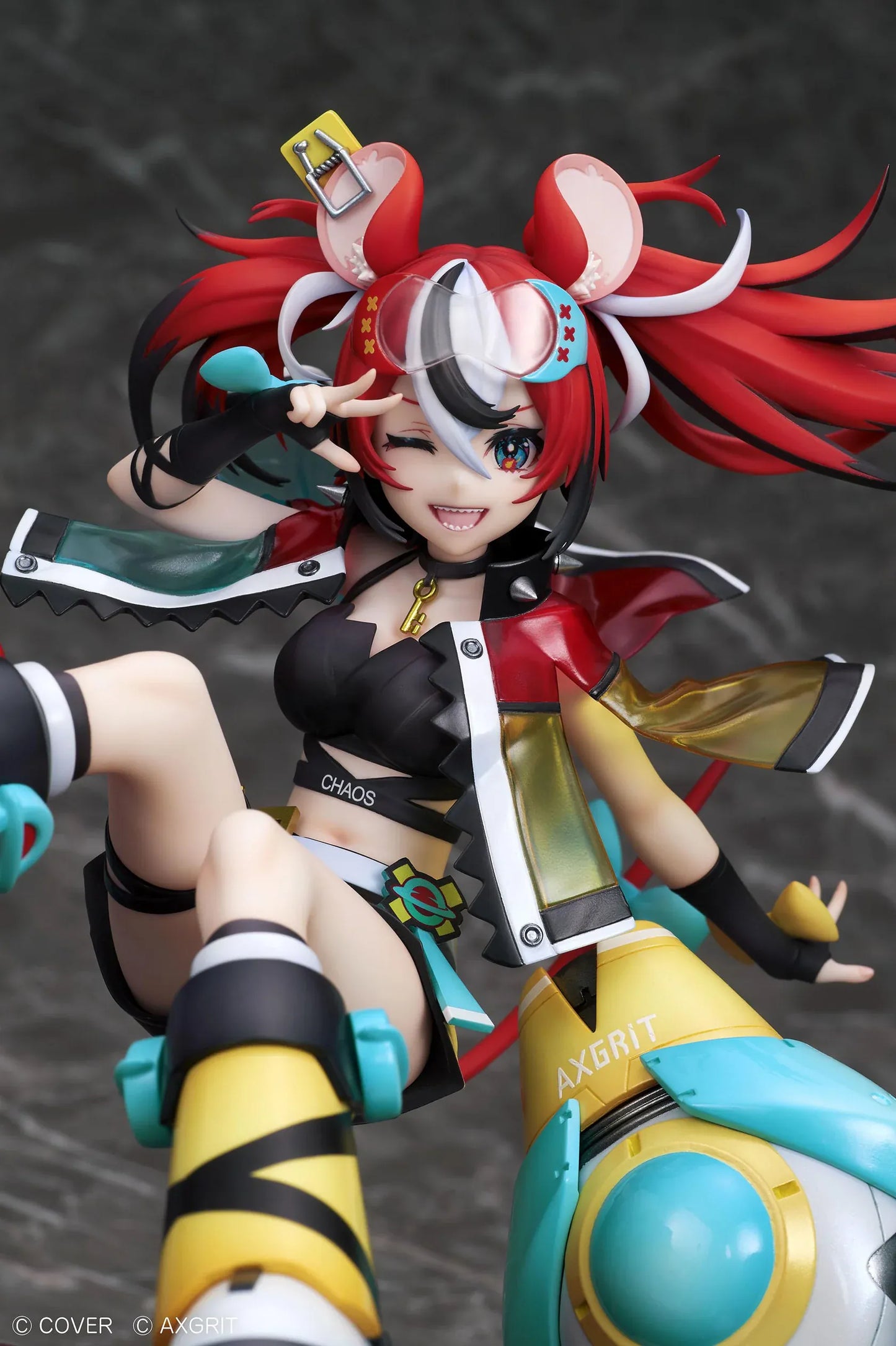Hololive Hakos Baelz AXGRIT version 1/7 scale figure with dynamic pose red twin tails and mechanical companions
