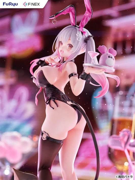 Suou Patra Bunny Ver 1/6 Scale Figure by FuRyu F:NEX wearing a black and pink bunny outfit with stockings, heels, bunny ears, and tail