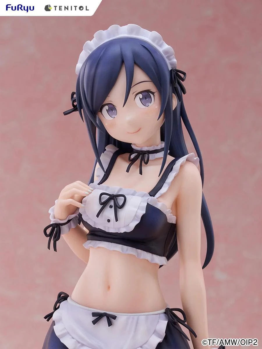 Oreimo Tenitol Tall Ayase Aragaki Swimsuit Maid Ver. Figure featuring Ayase in a navy and white maid swimsuit holding a relaxed pose surrounded by desserts