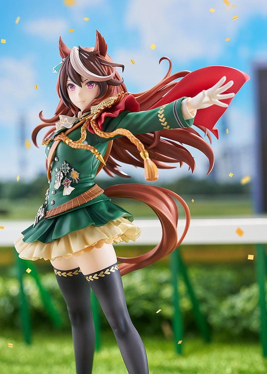 Uma Musume Pretty Derby Symboli Rudolf Signature Racewear Ver 1/7 scale figure wearing green uniform with red cape.
