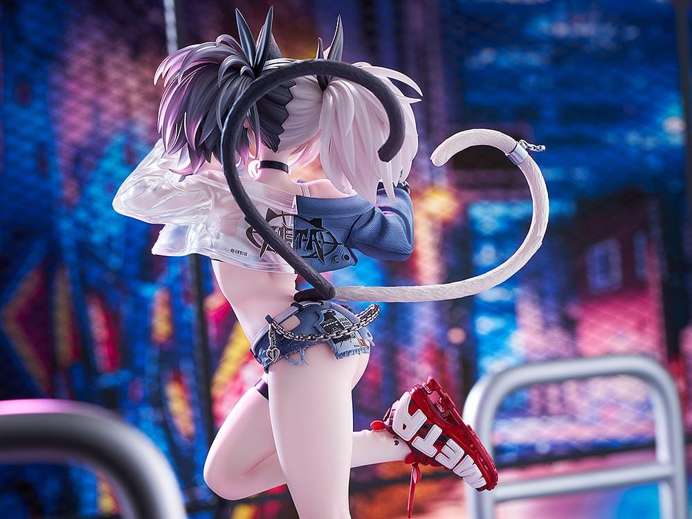 Melterna Girl Metako 1/7 scale figure with cat ears, dual-tone hair, streetwear outfit, and red sneakers