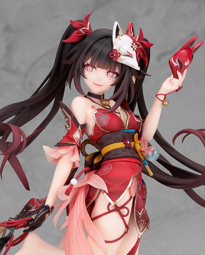 Honkai Star Rail Sparkle 1/7 scale figure in red and black outfit surrounded by translucent water effects and colorful goldfish