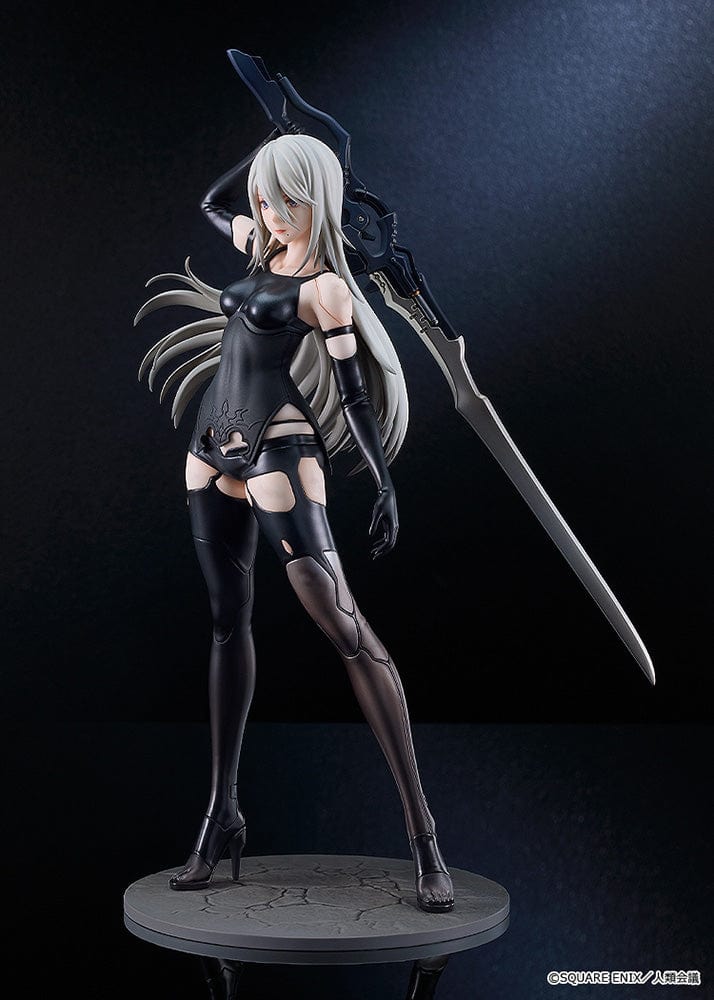 NieR: Automata A2 (YoRHa Type A No.2) 1/7 Scale Figure in iconic black combat attire, holding sword and standing in a powerful pose
