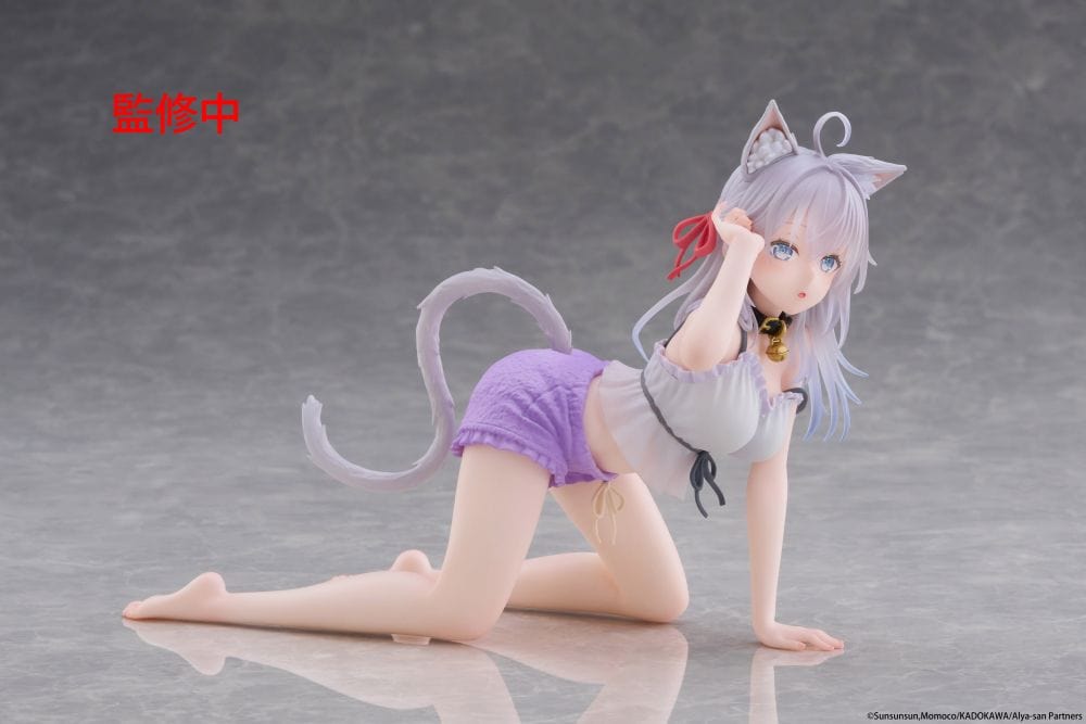 Alya Sometimes Hides Her Feelings in Russian figure of Alya wearing cat ear roomwear, posed on all fours with a playful expression and curled tail.