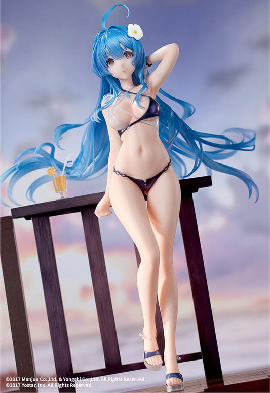 Azur Lane Helena (Shimmering Triangle Wave ver.) 1/7 Scale Figure, elegantly standing by a bar with a drink, in a dynamic pose that captures her charm and grace.