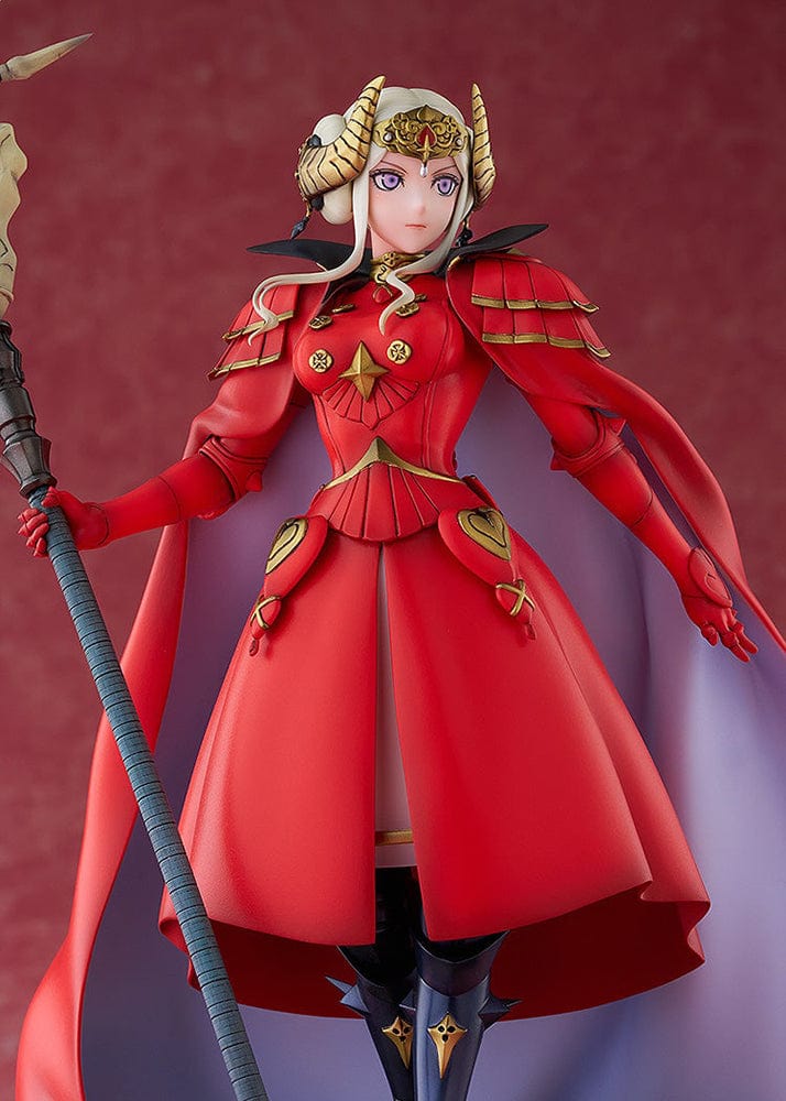 Fire Emblem: Three Houses Edelgard von Hresvelg 1/7 Scale Figure in red Emperor attire with gold accents, Aymr weapon, and flowing cape.