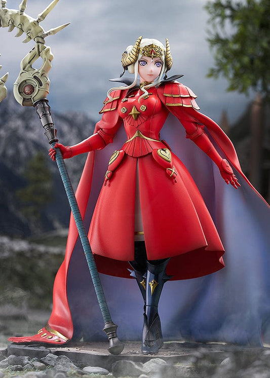Fire Emblem: Three Houses Edelgard von Hresvelg 1/7 Scale Figure in red Emperor attire with gold accents, Aymr weapon, and flowing cape.