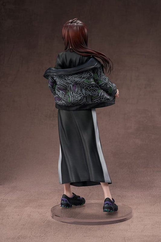 Evangelion Makinami Mari Illustrious Ver.RADIO EVA Part.3 figure, showcasing Mari in a stylish hoodie and skirt ensemble, reflecting a modern fashion twist on the classic Evangelion character.