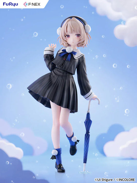 Ui Shigure 1/7 scale figure wearing pinstripe outfit with umbrella accessory.