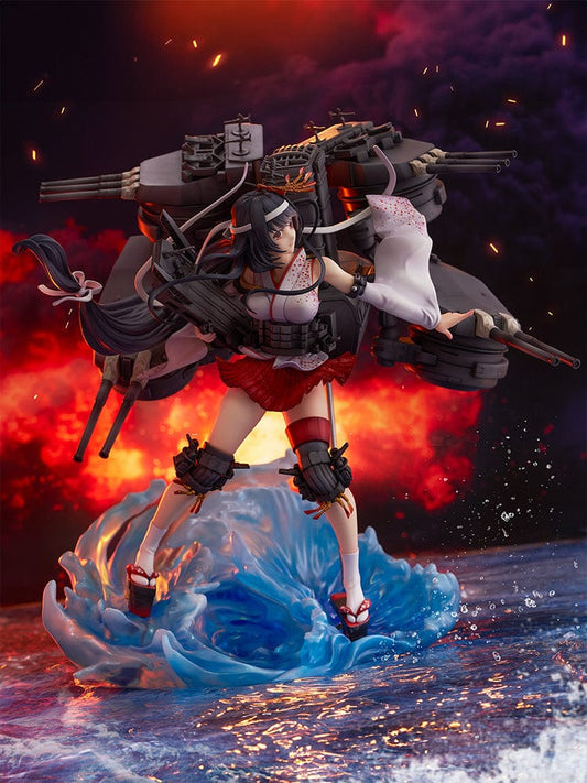 Kantai Collection -KanColle- Fusou Kai-II Shibuya Scramble 1/7 Scale Figure, featuring Fusou in her battle-ready form with extensive naval armaments, positioned dynamically over a swirling ocean wave base.