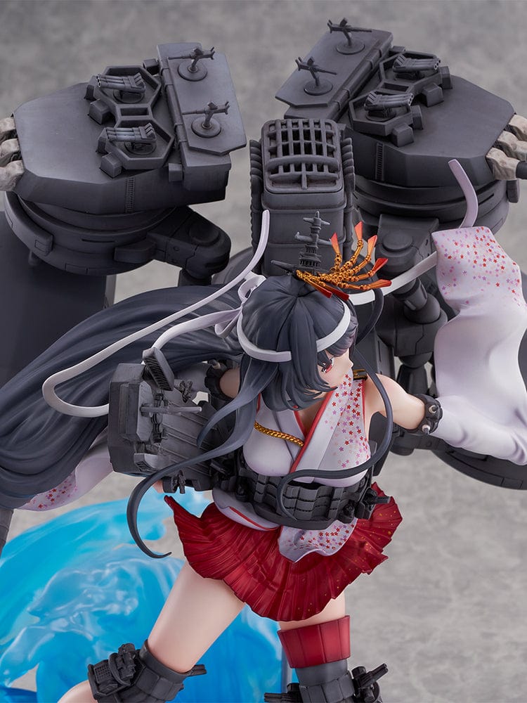 Kantai Collection -KanColle- Fusou Kai-II Shibuya Scramble 1/7 Scale Figure, featuring Fusou in her battle-ready form with extensive naval armaments, positioned dynamically over a swirling ocean wave base.