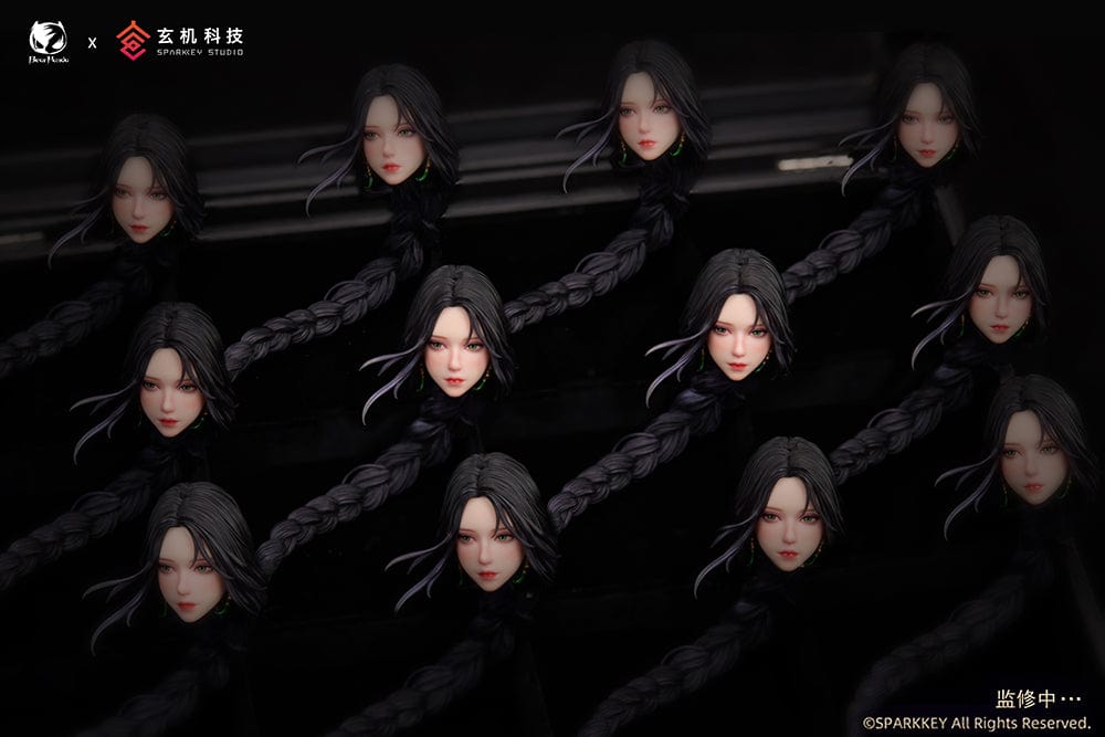 Ghost Blade Aeolian (Encounter Ver.) 1/6 Scale Figure, featuring the character in a dynamic, flowing pose on a classical white pedestal, showcasing detailed craftsmanship and vibrant costume design.