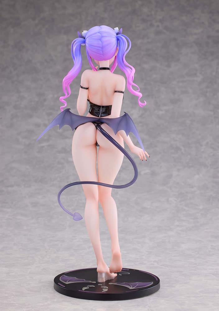 1/6 scale figure of Glowing Succubus Momoko-chan with purple and pink hair, enchanting eyes, and succubus-themed attire, standing on a themed circular base.