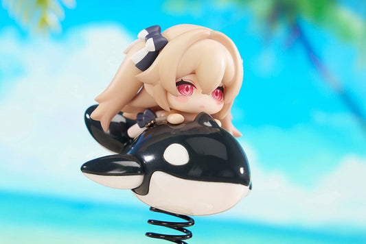Chibi-style Azur Lane Anchorage figure from HappyShake series, sitting on a spring-mounted orca playground ride with twin tails and pink eyes.