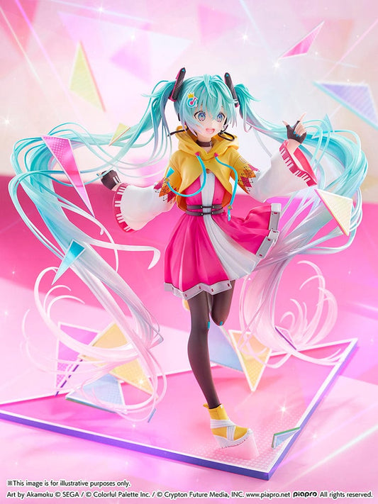 Hatsune Miku: Project SEKAI Championship 2022 (Autumn Ver.) 1/7 scale figure featuring Miku in a colorful, dynamic pose with flowing twin-tails, geometric accents, and a vibrant pink and yellow outfit.