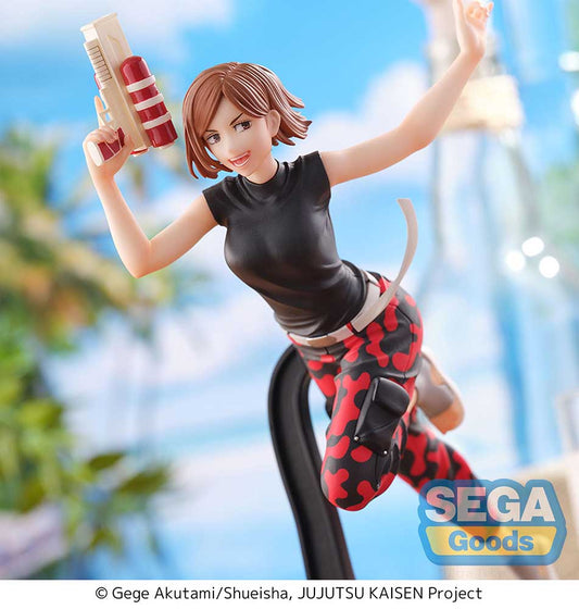 Jujutsu Kaisen SPLASH x BATTLE Re: Nobara Kugisaki Figure featuring dynamic action pose, black and red camo pants, and detailed accessories, perfect for fans and collectors.