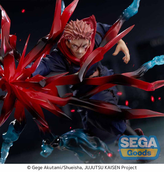 Jujutsu Kaisen Luminasta Yuji Itadori (Black Flash) Figure showcasing dynamic red and blue energy effects, an intense battle pose, and detailed sculpting, set against a white background.