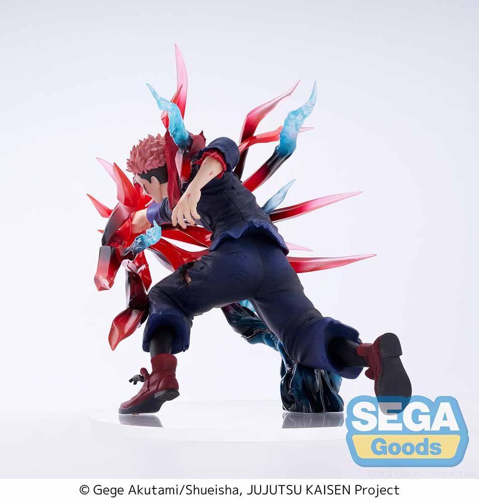 Jujutsu Kaisen Luminasta Yuji Itadori (Black Flash) Figure showcasing dynamic red and blue energy effects, an intense battle pose, and detailed sculpting, set against a white background.