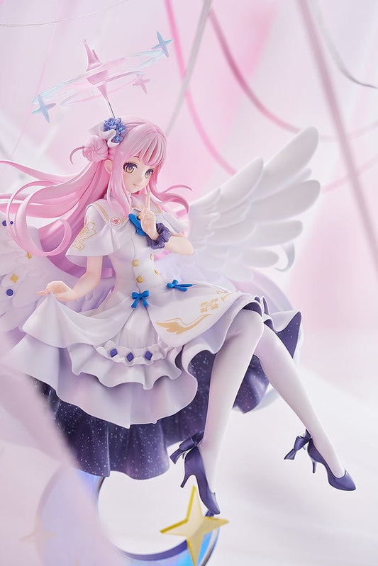 Blue Archive Mika (Call of the Stars Ver.) 1/7 Scale Figure - Detailed anime figure of Mika in a celestial-themed outfit, sitting gracefully on a crescent moon with flowing pink hair and delicate wings.