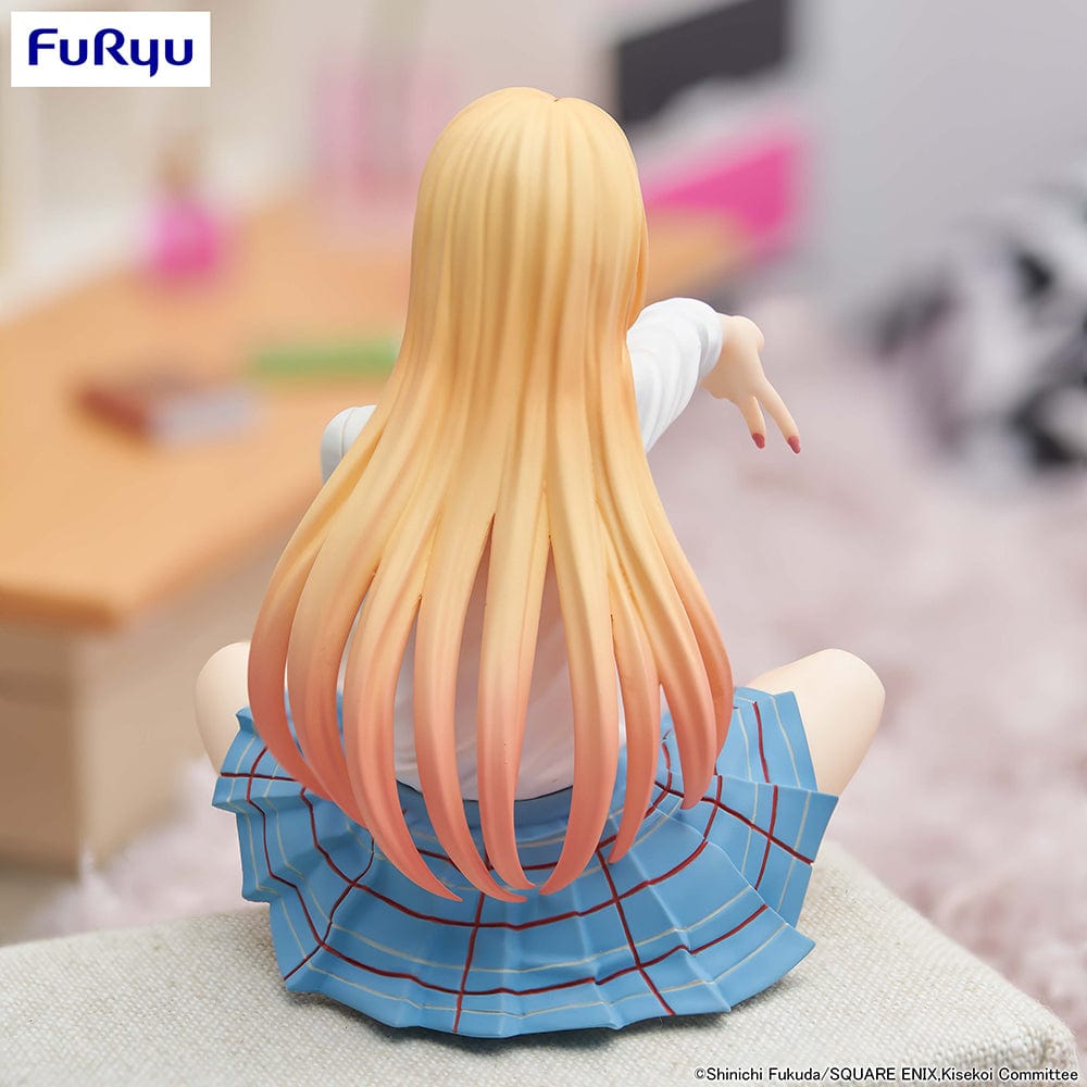 My Dress-Up Darling Marin Kitagawa Noodle Stopper Figure (Reissue) in casual sitting pose with school uniform, phone, and peace sign