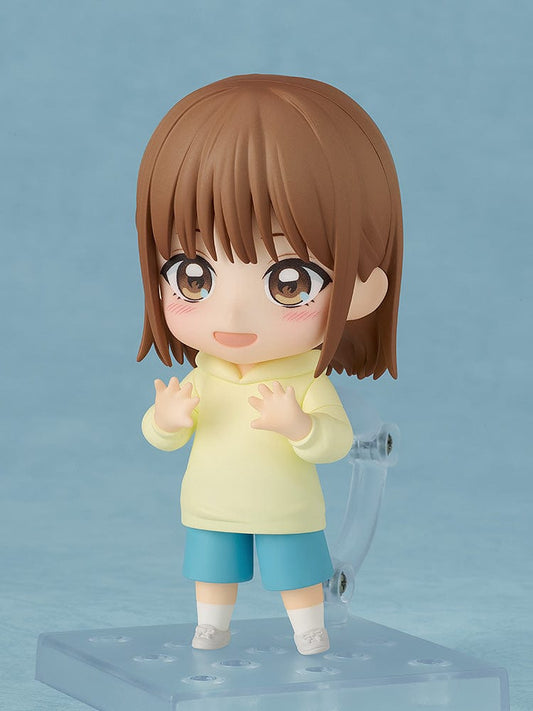 Blue Box Nendoroid No.2688 Chinatsu Kano holding a basketball, featured in sporty casual wear with expressive eyes and a cheerful smile, perfect for collection and display