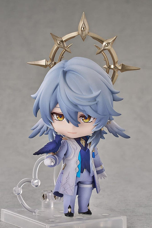 Honkai: Star Rail Nendoroid No.2696 Sunday figure in a lavender outfit with golden accents, celestial halo, and confident expression