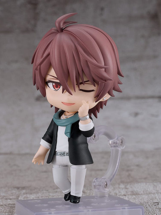 IDOLiSH7 Nendoroid Torao Mido in a stylish black jacket and teal necktie, featuring adjustable joints and interchangeable expressions, ideal for fans and collectors.