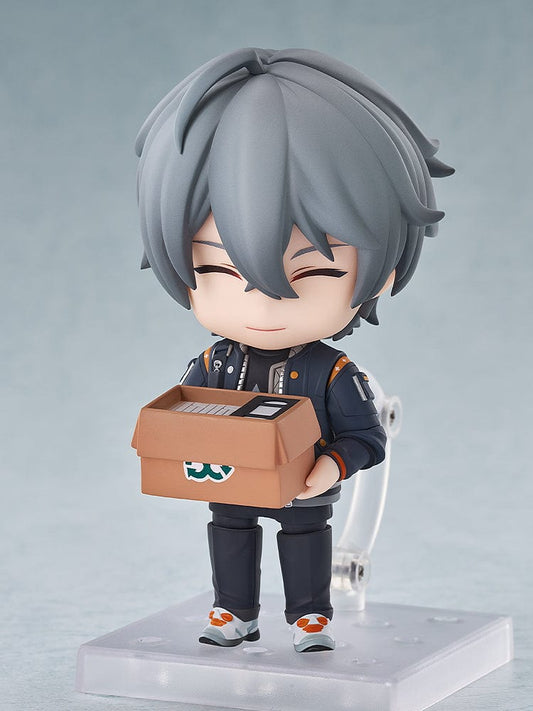 Zenless Zone Zero Nendoroid No.2714 Wise in a modern, detailed jacket and casual attire, showcasing his silver hair and teal eyes, ready for dynamic posing and display.