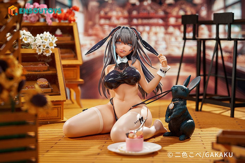 Nishiki Kope Illustration Totsuki Cocoa (Special Edition) 1/5 Scale Figure featuring Totsuki Cocoa in a bunny-themed costume, accompanied by a whimsical bunny companion and a dessert plate, showcasing intricate detailing and a captivating pose, perfect for fans and collectors of Nishiki Kope's artwork.
