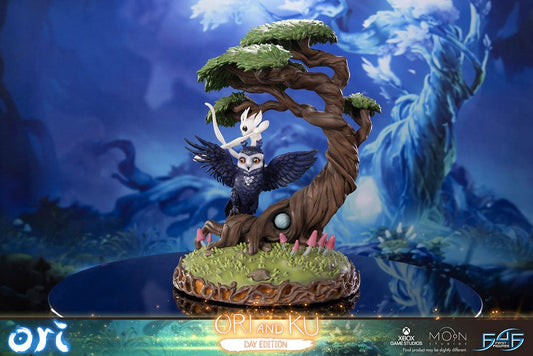 Ori and the Will of the Wisps Ori and Ku Day Variation Statue, featuring detailed tree and figure design, ideal for collectors of video game memorabilia.