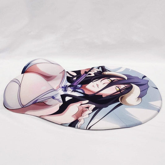 Overlord: The Sacred Kingdom Original Illustration Extra Large Mouse Pad featuring a seductive pose of Albedo with detailed artwork emphasizing her demonic features and ornate attire, ideal for enhancing any gamer or enthusiast's desk setup.