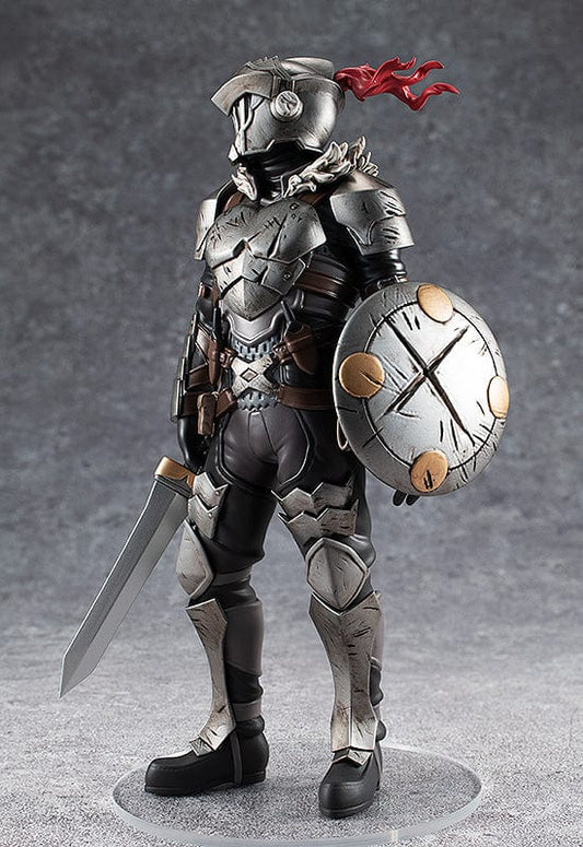 Goblin Slayer Pop Up Parade Goblin Slayer figure, detailed with realistic armor, a battle-worn shield, and a drawn sword, capturing the silent vigilance of the iconic series' protagonist.