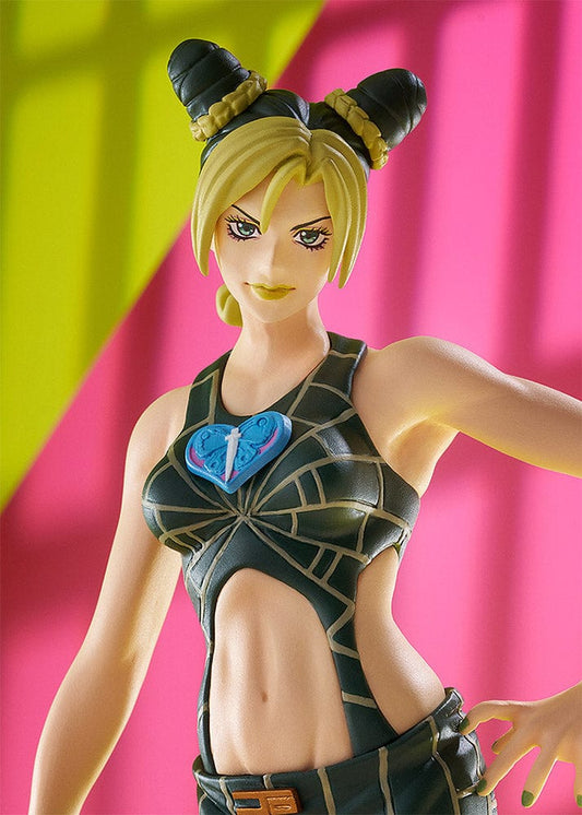 JoJo's Bizarre Adventure: Stone Ocean Pop Up Parade Jolyne Cujoh figure in dynamic pose, featuring her signature green hair and detailed prison outfit with butterfly motifs.