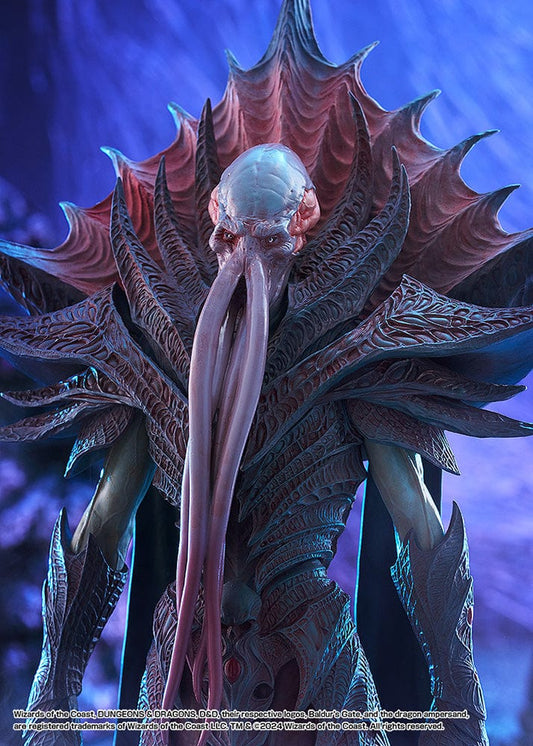 Baldur’s Gate 3 Pop Up Parade SP figure of The Emperor in full mind flayer form with black and red armor and cape.