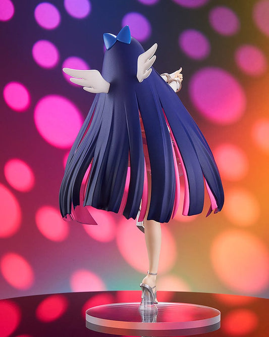 Pop Up Parade L Stocking (Repent Ver.) figure from Panty & Stocking with Garterbelt, featuring flowing pink and purple hair, white angel outfit, and dynamic pose.